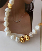 Vogue Gold Colorblock Copper Alloy Pearl Bracelet