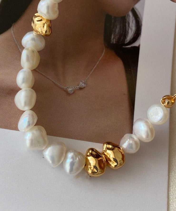 Vogue Gold Colorblock Copper Alloy Pearl Bracelet