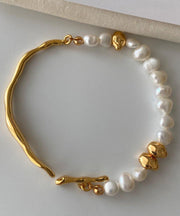 Vogue Gold Colorblock Copper Alloy Pearl Bracelet