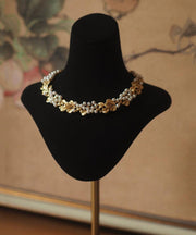 Vogue Gold Copper Alloy Pearl Ginkgo Leaf Gratuated Bead Necklace