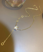 Vogue Gold Copper Alloy Zircon Cat's Eye Stone Pendant Necklace
