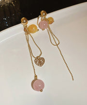 Vogue Gold Copper Love Crystal Resin Tassel Drop Earrings