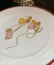 Vogue Gold Copper Love Crystal Resin Tassel Drop Earrings