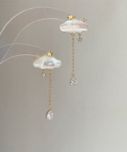 Vogue Gold Copper Overgild Cloud Raindrop Tassel Drop Earrings