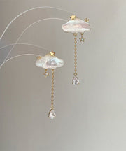 Vogue Gold Copper Overgild Cloud Raindrop Tassel Drop Earrings