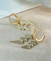 Vogue Gold Copper Overgild Zircon Lightning Hoop Earrings