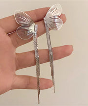 Vogue Gold Metal Alloy Butterfly Wings Tassel Drop Earrings