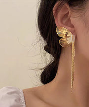 Vogue Gold Metal Alloy Butterfly Wings Tassel Drop Earrings