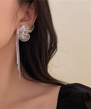 Vogue Gold Metal Alloy Butterfly Wings Tassel Drop Earrings