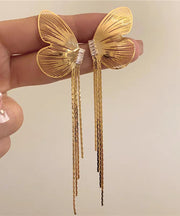 Vogue Gold Metal Alloy Butterfly Wings Tassel Drop Earrings