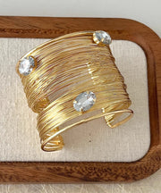 Vogue Gold Sterling Silver Overgild Zircon Cuff