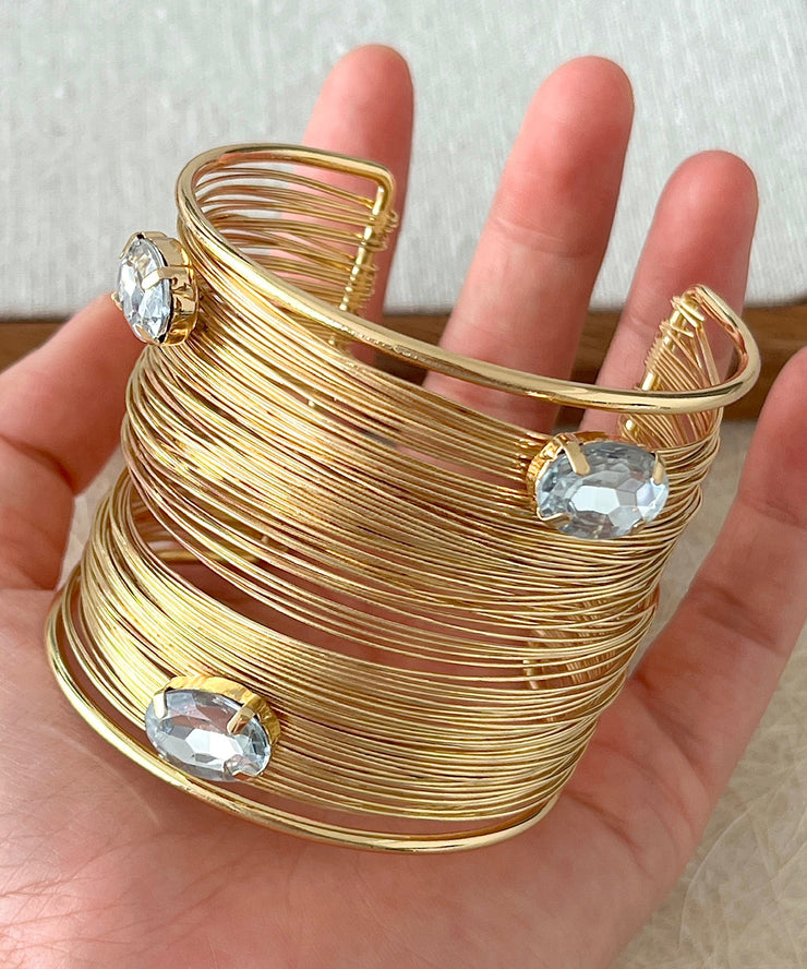 Vogue Gold Sterling Silver Overgild Zircon Cuff