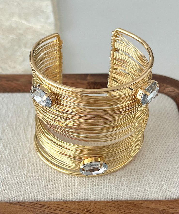 Vogue Gold Sterling Silver Overgild Zircon Cuff