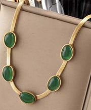Vogue Green Stainless Steel Alloy Emerald Gratuated Bead Necklace
