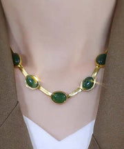 Vogue Green Stainless Steel Alloy Emerald Gratuated Bead Necklace