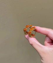 Vogue Orange Copper Alloy Zircon Rose Hoop Earrings