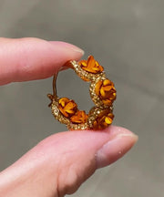 Vogue Orange Copper Alloy Zircon Rose Hoop Earrings