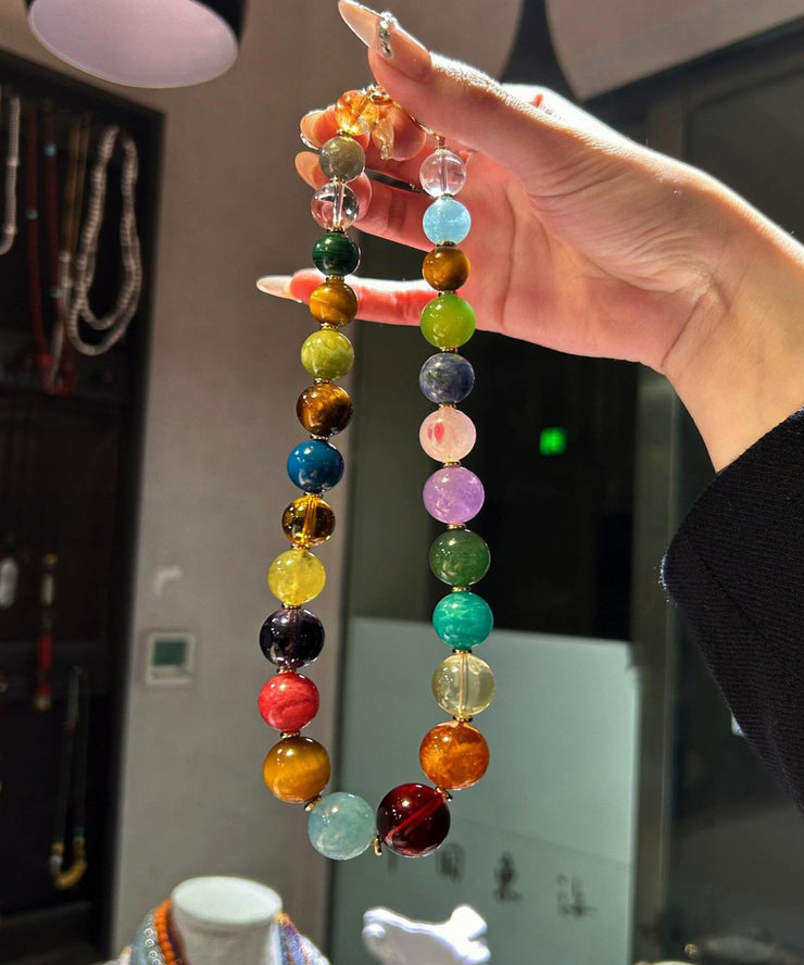 Vogue Rainbow Alloy Crystal Beading Gratuated Bead Necklace
