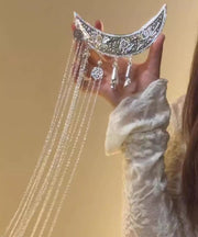 Vogue Silk Alloy Crescent Moon Tassel Hairpin