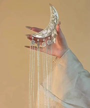 Vogue Silk Alloy Crescent Moon Tassel Hairpin