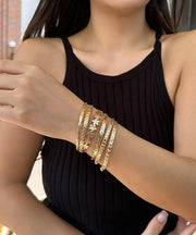 Vogue Silk Sterling Silver Love Floral Bangle Six-Piece Set