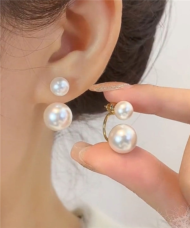 Vogue White Copper Overgild Pearl Stud Earrings