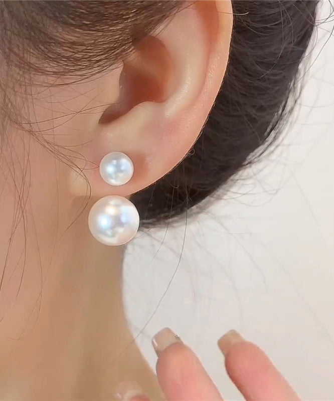 Vogue White Copper Overgild Pearl Stud Earrings