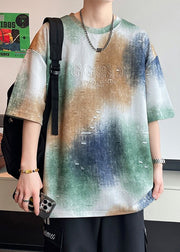 White Hole Letter Cotton Men T Shirts Tie Dye Half Sleeve
