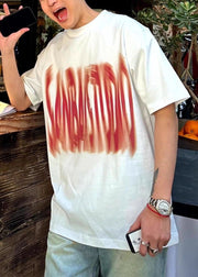 White Letter Cotton Men T Shirts O Neck Summer