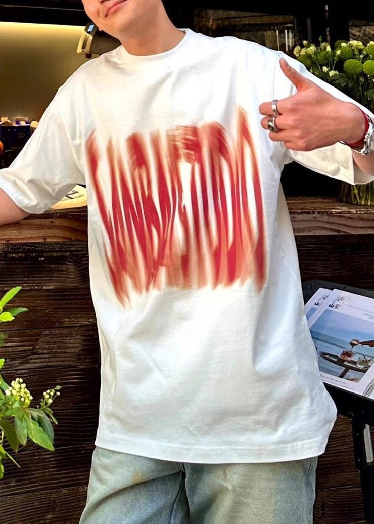 White Letter Cotton Men T Shirts O Neck Summer