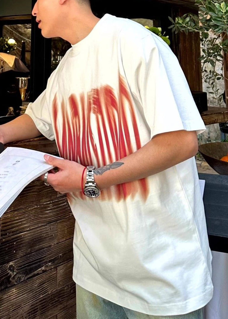 White Letter Cotton Men T Shirts O Neck Summer