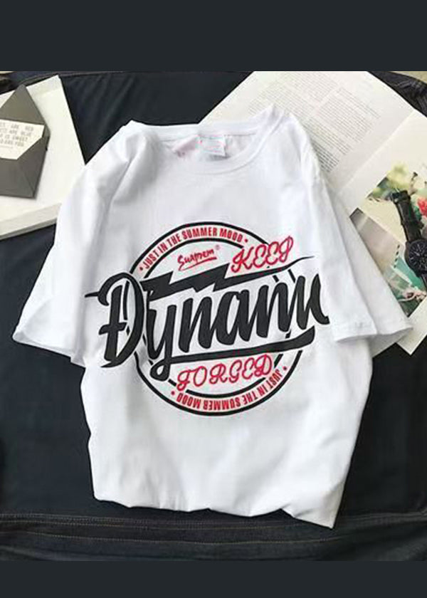 White Letter Cozy Cotton Men T Shirt O Neck Summer