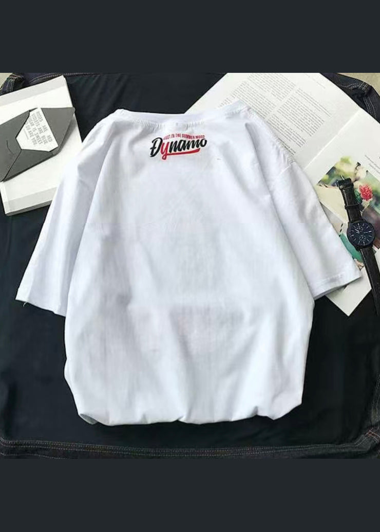 White Letter Cozy Cotton Men T Shirt O Neck Summer