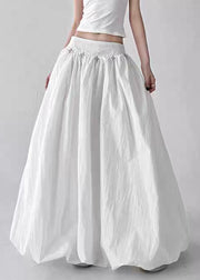 White Original Design Cotton Summer A Line Skirts High Waist