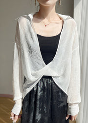 White Sequins Oversized Fall Blouse Peter Pan Collar
