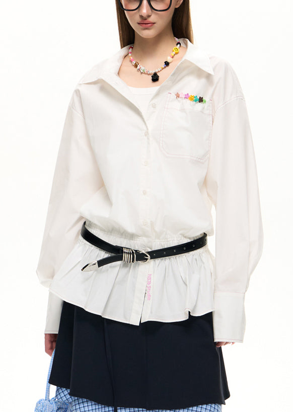 White Shirt Peter Pan Collar Button Fall