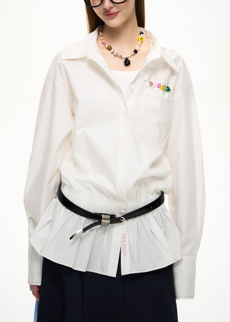 White Shirt Peter Pan Collar Button Fall