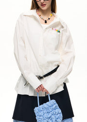 White Shirt Peter Pan Collar Button Fall