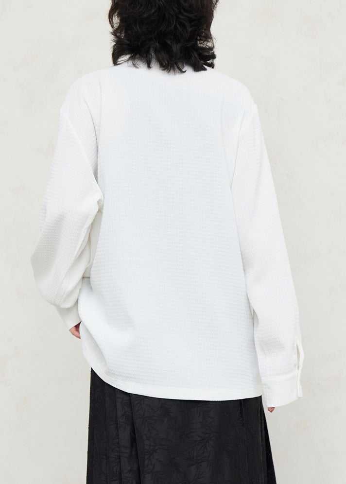 White Stand Collar Patchwork Solid Shirts Fall