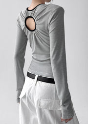 White Striped Cotton Top Wear On Both Sides Fall