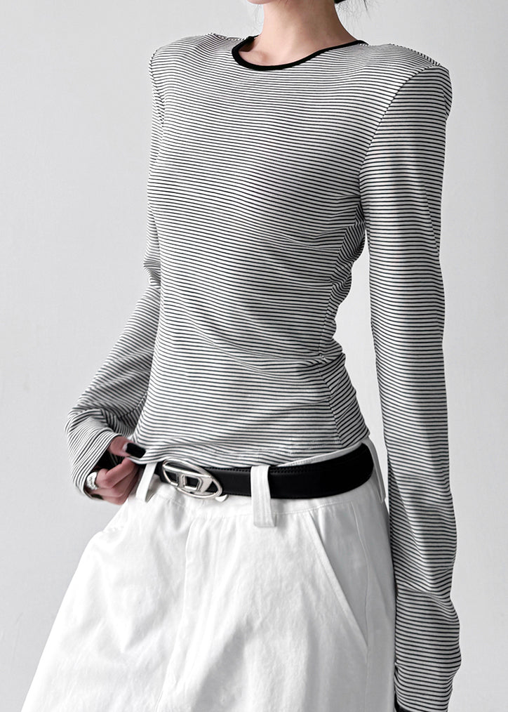 White Striped Cotton Top Wear On Both Sides Fall