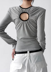 White Striped Cotton Top Wear On Both Sides Fall