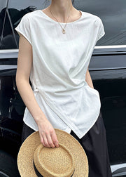 White T Shirt V Neck Wrinkled Summer