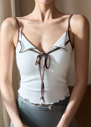 White Tie Lace Solid Yoga Top