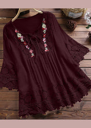 Women Apricot O Neck Patchwork Lace T Shirt Summer