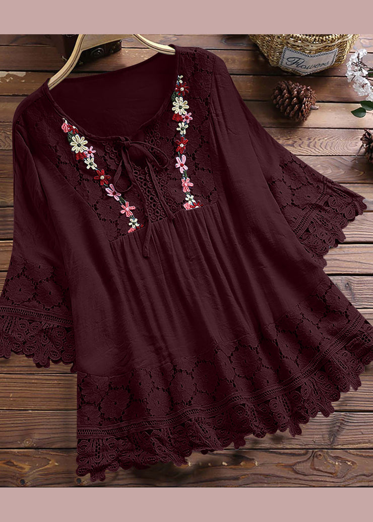 Women Apricot O Neck Patchwork Lace T Shirt Summer