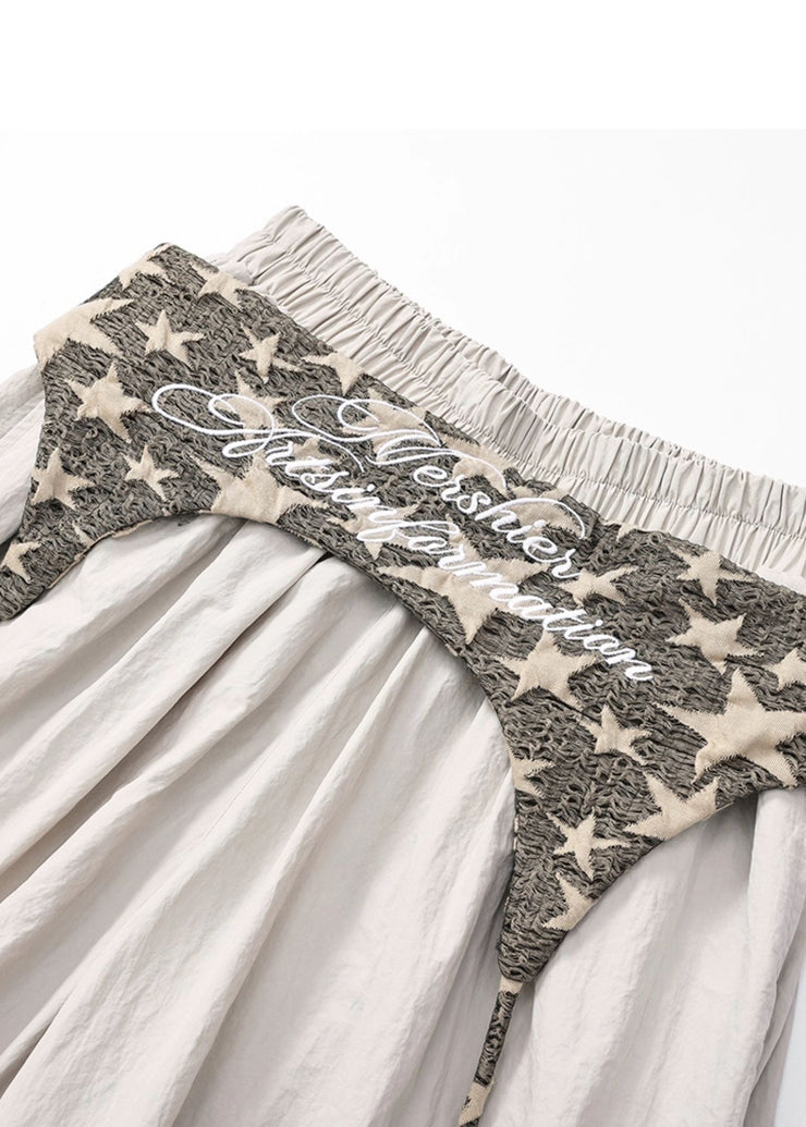 Women Apricot Oversized Wrinkled Spandex Wide leg Pants Spring