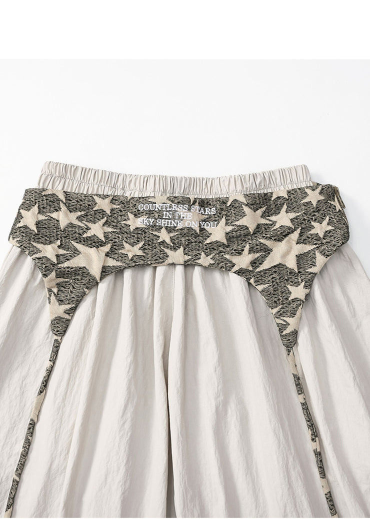 Women Apricot Oversized Wrinkled Spandex Wide leg Pants Spring