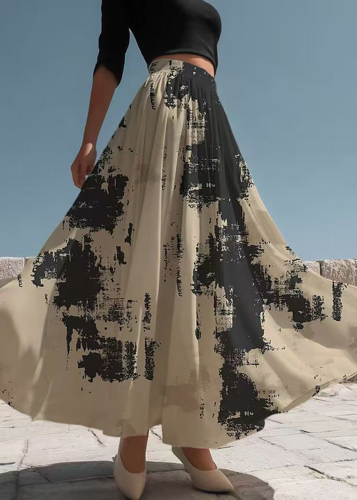 Women Apricot Tie Dye Exra Large Hem Chiffon Skirt Summer