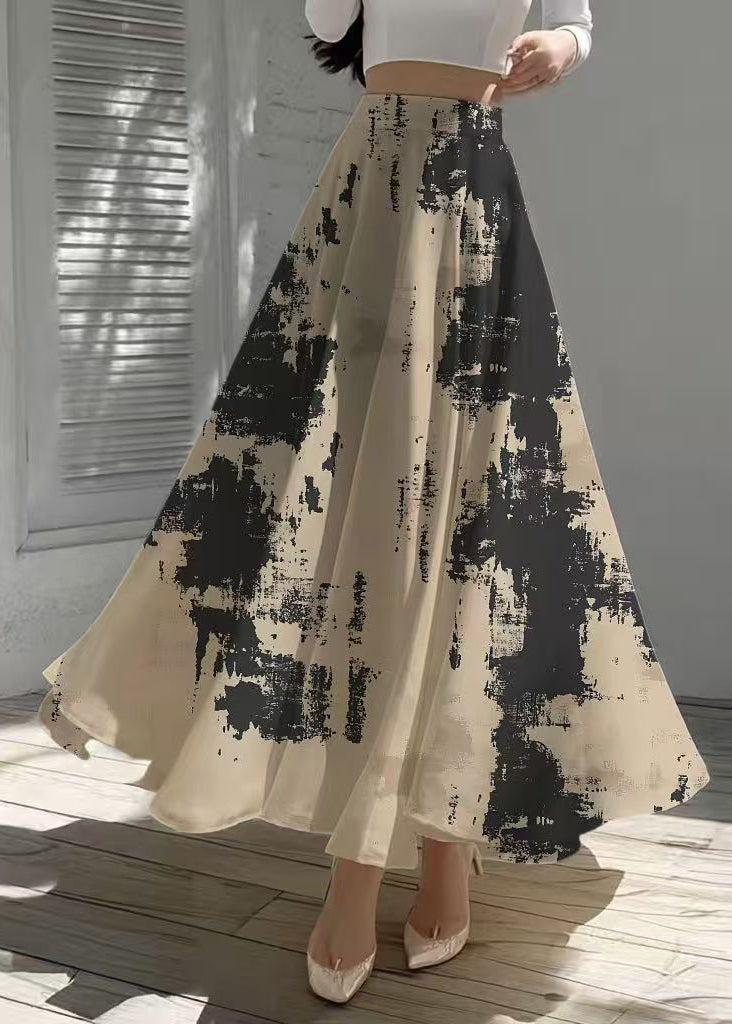 Women Apricot Tie Dye Exra Large Hem Chiffon Skirt Summer